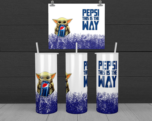 Pepsi is The Way 20oz & 30oz Skinny Tumbler Wrap | Baby Yoda PNG Sublimation Tumbler Template