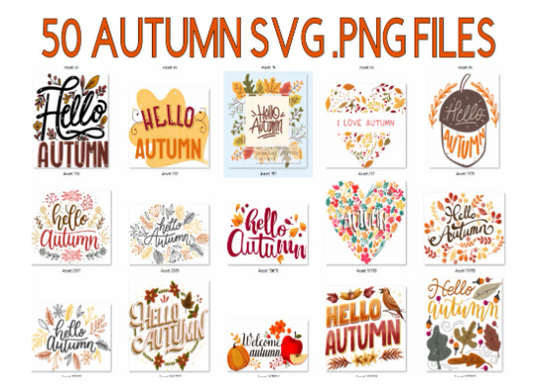 Autumn Bundle for Cricut Cut Files SVG and PNG Only | 50 Autumn PNG & Svg File for T-Shirts, Mugs and Fun Activities | Autumn Bundle - WatchaMaknJamaican