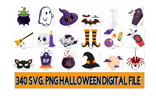 Halloween Collection Elements Cricut Bundle Cut Files SVG and PNG Only| 340 High Quality Png Files Ready to Print that Comes with Svg files - WatchaMaknJamaican