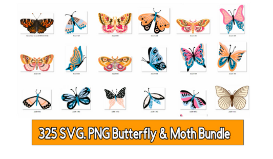 Butterfly SVG & Moth Cricut Bundle Cut Files SVG and PNG Only| 325 High Quality Png Files Ready to Print that Comes with Svg files - WatchaMaknJamaican