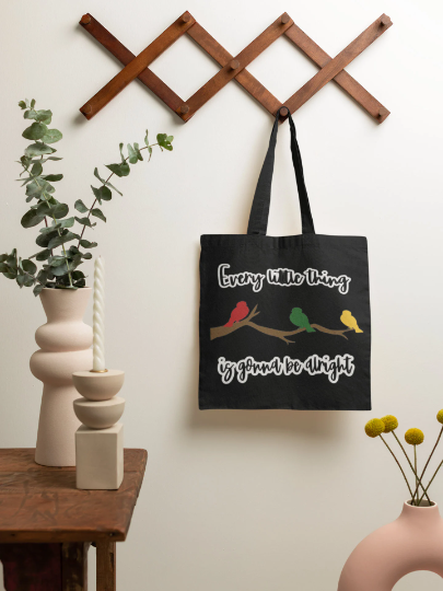 Every Little Thing is Gonna be Alright" Tote BagRE-Usable "Every Little Thing is Gonna be Alright" Tote Bag Tote Bag for Crafts, Shopping, Groceries, Books, Beach, Diaper Bag &amp; Much More, 15”x16”This tote bag WatchamaknJamaicanWatchaMaknJamaican