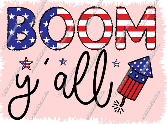 Boom Y'all Sublimation Design For Tshirts, Caps, Tumblers |4th of July Sublimation Png Dxf, Esp Jpeg file | Fourth of July Design - WatchaMaknJamaican