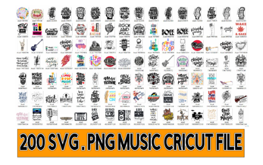 Music Typography and Graphic Cricut Bundle Cut Files SVG and PNG Only| 200 High Quality Png Files Ready to Print that Comes with Svg files - WatchaMaknJamaican