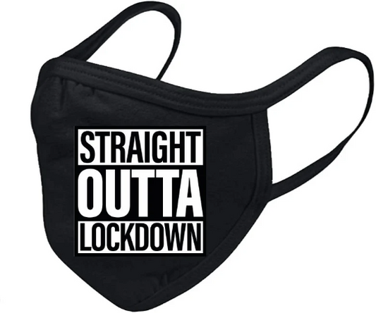 Straight Outta Lockdown adult Reusable 2-Layer Cotton Breathable Face Mask | Gildan Cotton Face mask - WatchaMaknJamaican