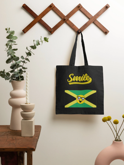 Smiley Face Jamaica Tote BagsRE-Usable "Smiley Face Jamaica Tote Bags "Tote Bag for Crafts, Shopping, Groceries, Books, Beach,
Diaper Bag &amp; Much More, 15”x16”This tote bag is the perfect accWatchamaknJamaicanWatchaMaknJamaican