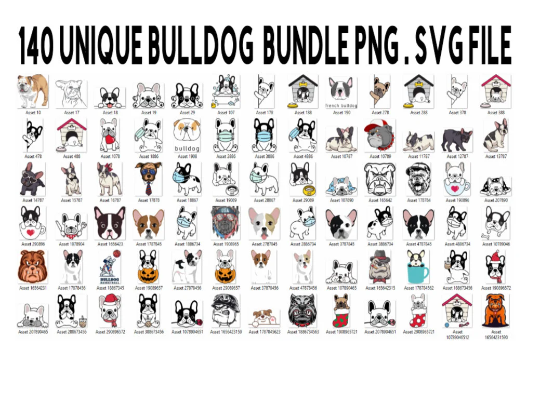Bulldog Bundle for Cricut Cut Files SVG and PNG Only |Cute Bull Dog SVG | 140High Quality Png Files Ready to Print that Comes with Svg files - WatchaMaknJamaican