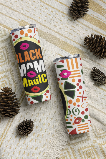 Black Mom Magic 20oz & 30oz Skinny Tumbler Wrap | Black Mom PNG Sublimation Tumbler Template |JPEG | Black Mom Tumbler Wrap | African Mom - WatchaMaknJamaican