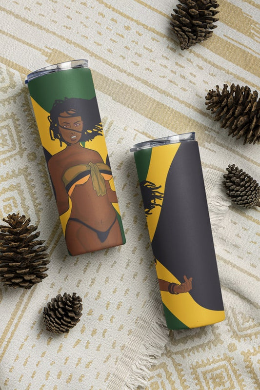 Jamaican Girl 20oz & 30oz Skinny Tumbler Wrap | Jamaican Gift PNG Sublimation Tumbler Template |JPEG | Jamaica Tumbler Wrap | Tumbler Wrap - WatchaMaknJamaican