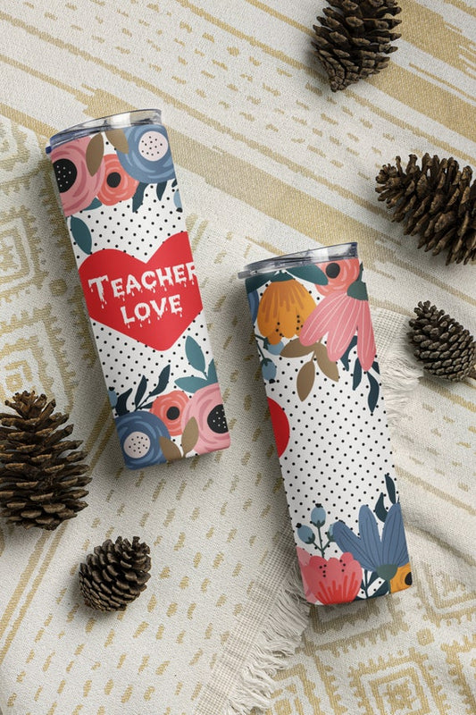 Teacher Love 20oz & 30oz Skinny Tumbler Wrap | Teachers Gift PNG Sublimation Tumbler Template |JPEG | Teacher Tumbler Wrap - WatchaMaknJamaican