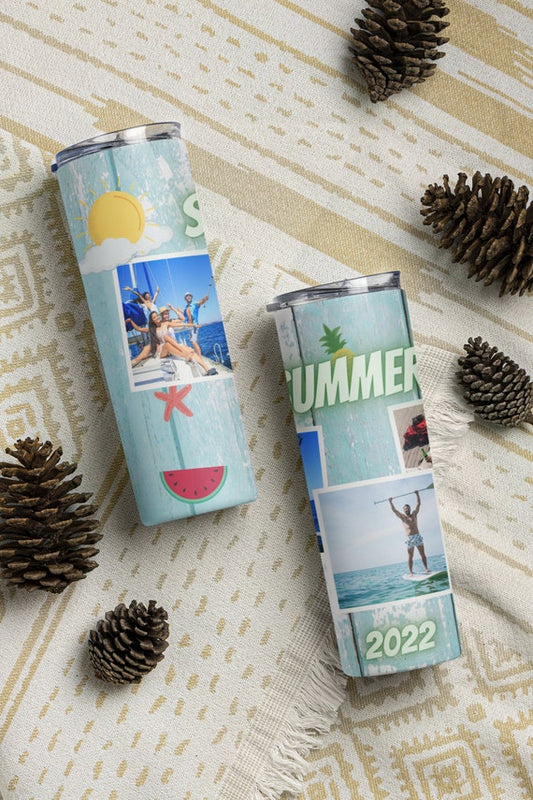Summer 2022 20oz & 30oz Skinny Tumbler Wrap | Summer Gift PNG Sublimation Tumbler Template |JPEG | Summer Photo Frame Tumbler Wrap - WatchaMaknJamaican