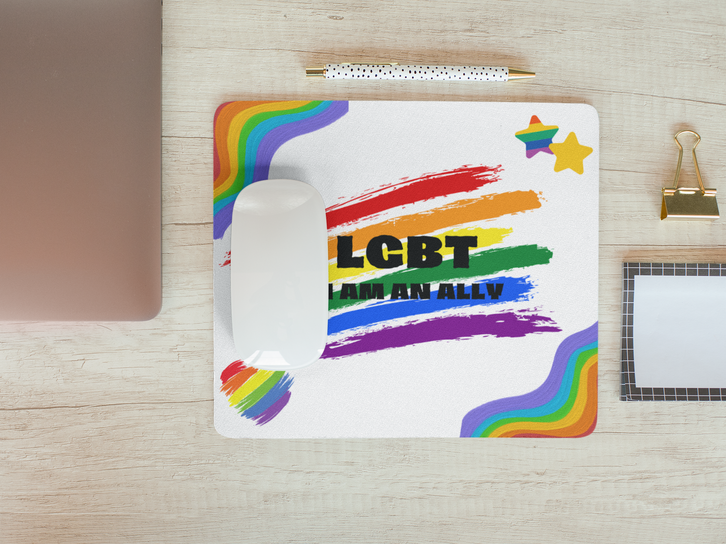 LGBT "I Am An Ally" Mousepad For Office | Gaming | School. Mousepad for Laptop and Desktop