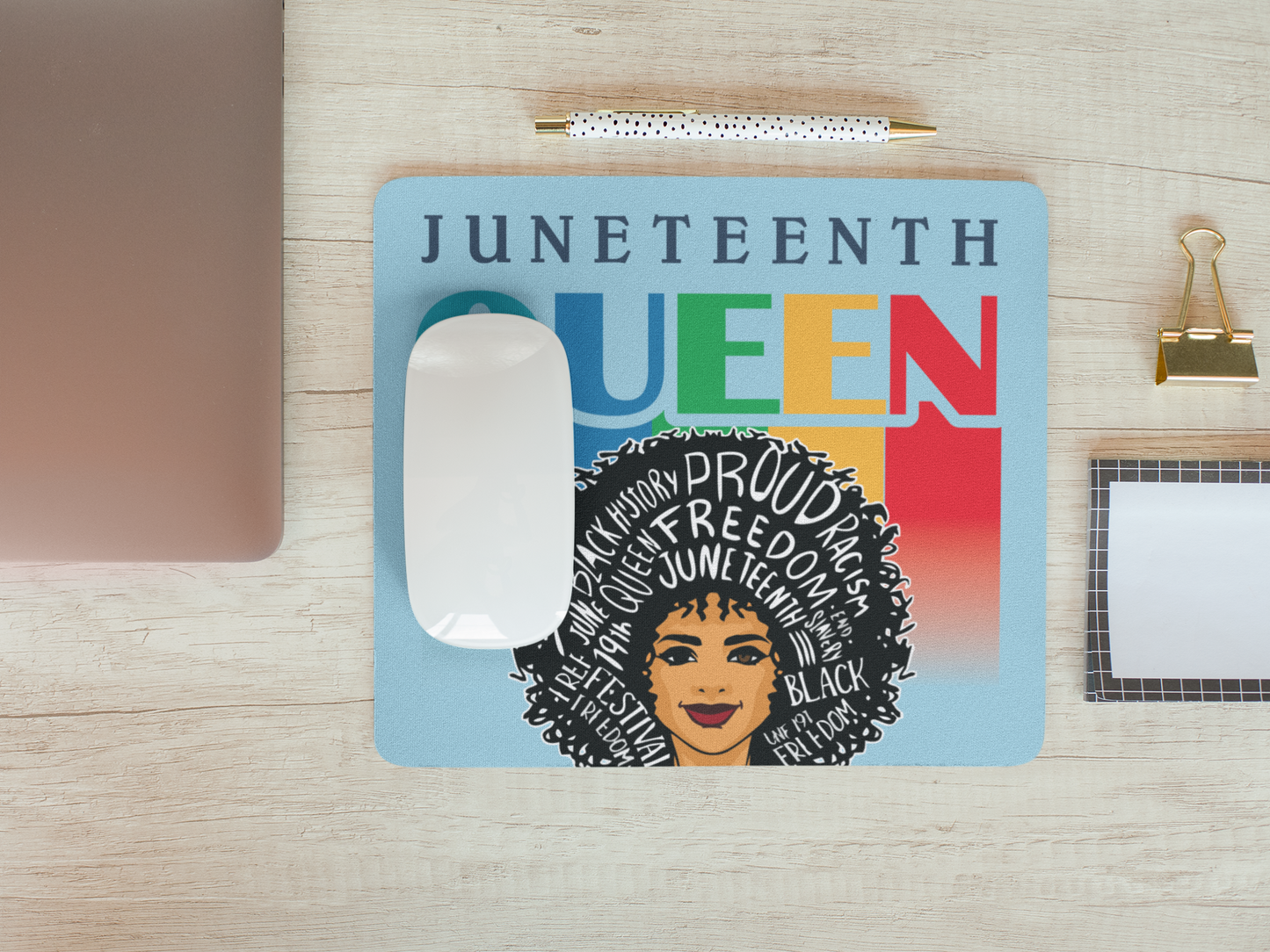 Juneteenth Queen Mousepad For Office | Gaming | School. Mousepad for Laptop and Desktop